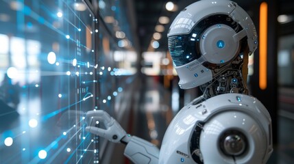 Fototapeta premium 8 transhumanism with the letters AI in the background, AI Generative