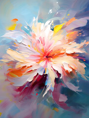Fototapeta na wymiar Beautiful mysterious fantastic flower. Oil painting in impressionism style.