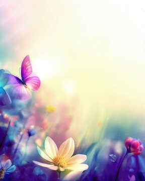 Fototapeta abstract nature spring Background  spring flower and butterfly