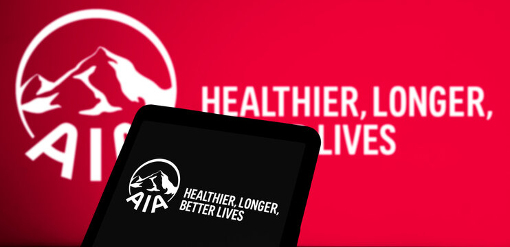 Dhaka, Bangladesh- 11 March 2024: AIA logo is displayed on smartphone. AIA is a Hong Kong based multinational insurance and finance corporation.