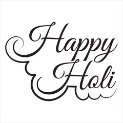 Happy holi black vector brush calligraphy banner with swashes. Vector illustration.