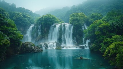A Majestic Waterfall Cascading Down Rocky, Background Image, Background For Banner, HD