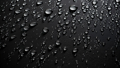 water drops on black background in a drop of rain