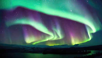 Foto op Plexiglas Sky with polar lights and stars © ROKA Creative