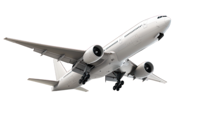 Flying airplane isolated on transparent background