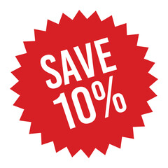 save 10% off sale tag, price tag, badge, label, sticker isolated on white background