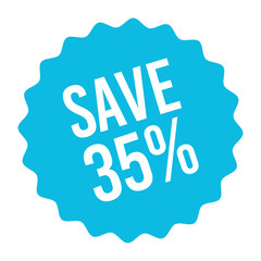 save 35% off sale tag, price tag, badge, label, sticker isolated on white background