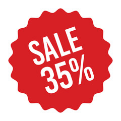 sale 35% off sale tag, price tag, badge, label, sticker isolated on white background
