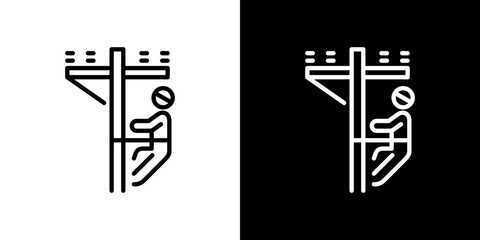 編集可能な電柱工事のベクターアイコン