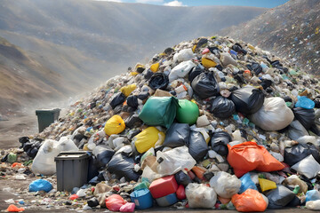 A large garbage heap is located at the city dump. The problem of environmental pollution	
