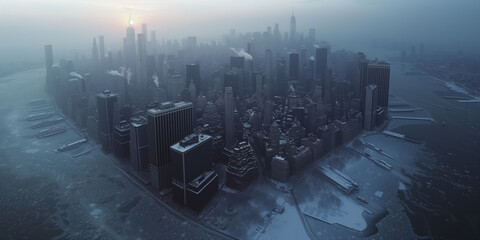 Skyline of New York in winter - obrazy, fototapety, plakaty