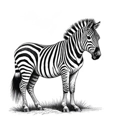 Fototapeta na wymiar Zebra Monochrome ink sketch vector drawing, engraving style vector illustration