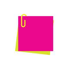 sticky note with paper clip icon vector
