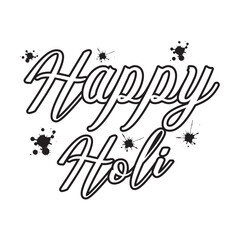 Obraz premium Happy Holi Hand Lettering Inscription for Greeting Card. Modern Calligraphy. Vector illustration
