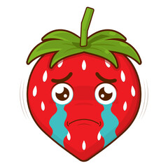 strawberry crying and scared face cartoon cute