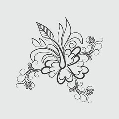 Vector graphical line art design of flower illustration for coloring page design
