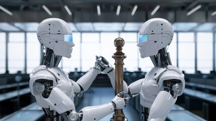 AI ethics and legal concepts artificial intelligence law and online technology of legal regulations Controlling artificial intelligence technology is a high risk.  - obrazy, fototapety, plakaty