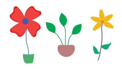  Floral doodle background vector set. Flower and leaves abstract shape doodle art design for print, wallpaper, clipart, vector illustration.