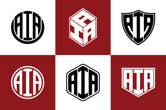 AIA initial letter geometric shape icon logo design vector. monogram, letter mark, circle, polygon, shield, symbol, emblem, elegant, abstract, wordmark, sign, art, typography, icon, geometric, shape