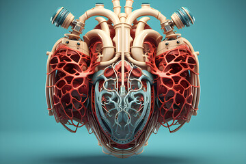 Close-up model of human lungs for medical advertising on a white background, created by artificial intelligence. 3D illustration - obrazy, fototapety, plakaty