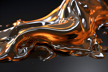 3D illustration   silver  stripes in the form of wave waves, futuristic background.  generated by...