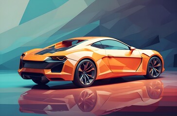 Modern Orange Sports Car: A Vision of Speed and Elegance, generative AI