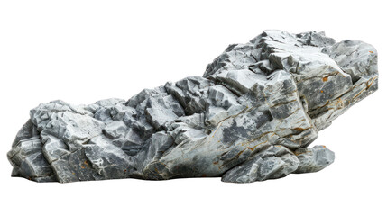 Natural grey rock formation isolated on transparent background