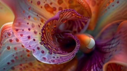 Nebula Bloom: Extreme macro captures orchid's celestial allure in wavy patterns.