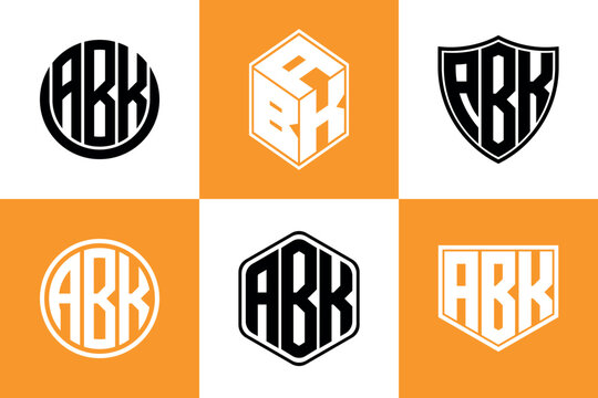 ABK initial letter geometric shape icon logo design vector. monogram, letter mark, circle, polygon, shield, symbol, emblem, elegant, abstract, wordmark, sign, art, typography, icon, geometric, shape