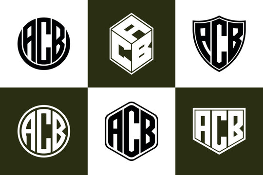 ACB initial letter geometric shape icon logo design vector. monogram, letter mark, circle, polygon, shield, symbol, emblem, elegant, abstract, wordmark, sign, art, typography, icon, geometric, shape