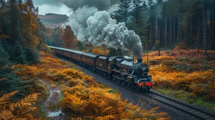 Old-Fashioned Steam Locomotive Chugging, Background Image, Background For Banner, HD