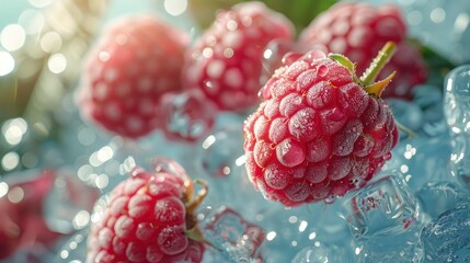 Raspberry Hovering Above The Crystal Clear Water, Background Image, Background For Banner, HD