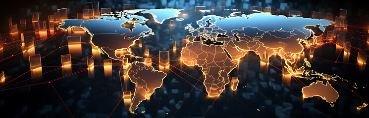 Active world trade, world market. Global electronics market.