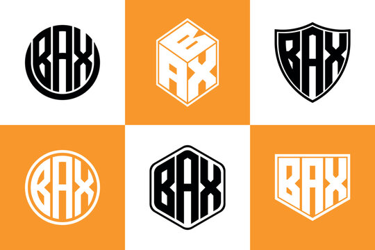 BAX initial letter geometric shape icon logo design vector. monogram, letter mark, circle, polygon, shield, symbol, emblem, elegant, abstract, wordmark, sign, art, typography, icon, geometric, shape
