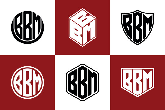 BBM initial letter geometric shape icon logo design vector. monogram, letter mark, circle, polygon, shield, symbol, emblem, elegant, abstract, wordmark, sign, art, typography, icon, geometric, shape