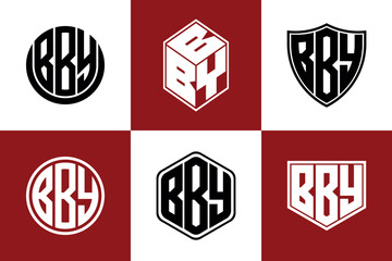 BBY initial letter geometric shape icon logo design vector. monogram, letter mark, circle, polygon, shield, symbol, emblem, elegant, abstract, wordmark, sign, art, typography, icon, geometric, shape