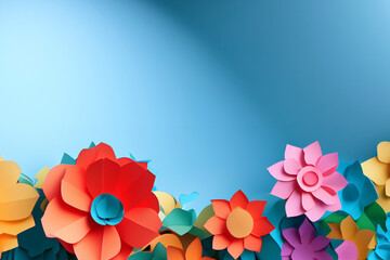 Paper flowers, decor for decoration, stylish background, colourful background