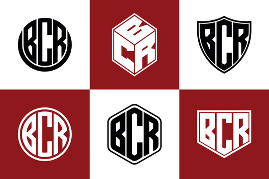 BCR initial letter geometric shape icon logo design vector. monogram, letter mark, circle, polygon, shield, symbol, emblem, elegant, abstract, wordmark, sign, art, typography, icon, geometric, shape