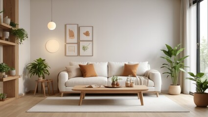 Fototapeta na wymiar modern living room white sofa Nordic style