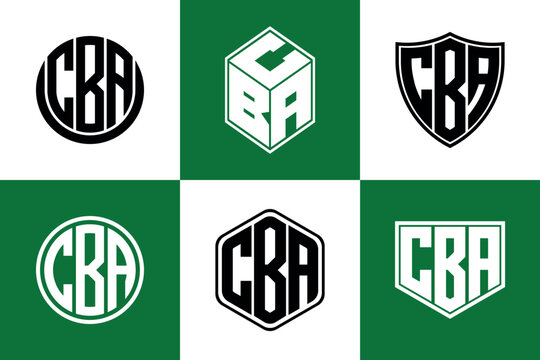 CBA initial letter geometric shape icon logo design vector. monogram, letter mark, circle, polygon, shield, symbol, emblem, elegant, abstract, wordmark, sign, art, typography, icon, geometric, shape