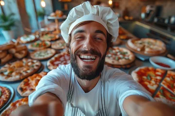  Chef's Selfie: Capturing Laughter and Joy in Modern Pizzeria Setting © yevgeniya131988