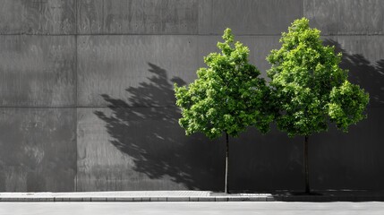 Fine art black and white photography Where simplicity meets with a combination of green plants and black walls. This creates defined shadows that create a sense of depth.