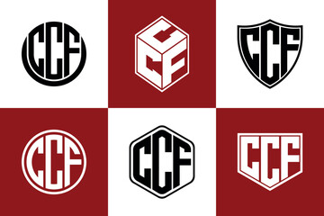 CCF initial letter geometric shape icon logo design vector. monogram, letter mark, circle, polygon, shield, symbol, emblem, elegant, abstract, wordmark, sign, art, typography, icon, geometric, shape
