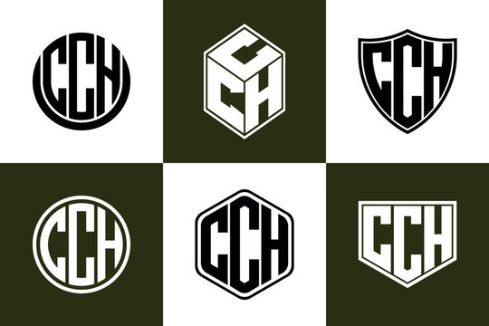 CCH initial letter geometric shape icon logo design vector. monogram, letter mark, circle, polygon, shield, symbol, emblem, elegant, abstract, wordmark, sign, art, typography, icon, geometric, shape