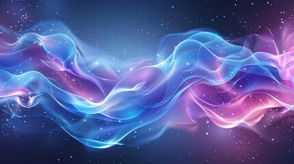 Abstract blue and purple liquid wavy shapes futuristic banner - obrazy, fototapety, plakaty