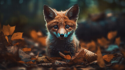 Noble Red Fox: A Majestic Wild Predator in Nature's Portrait, generative AI