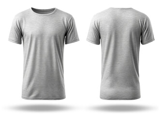 front and back view of plain gray t-shirt template mockup, generative ai