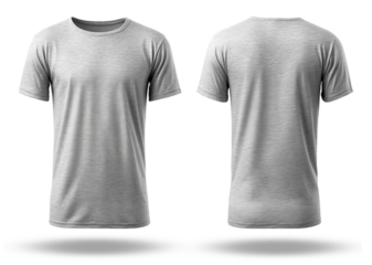 front and back view of plain gray t-shirt template mockup, generative ai