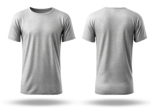 front and back view of plain gray t-shirt template mockup, generative ai