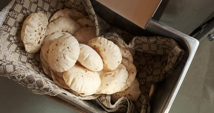 Traditional Indian Chapati Flatbreads in a Basket